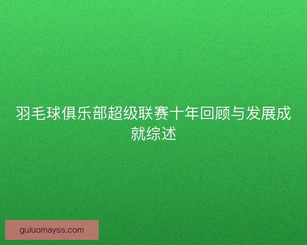 羽毛球俱乐部超级联赛十年回顾与发展成就综述