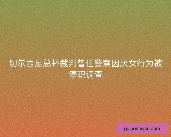 切尔西足总杯裁判曾任警察因厌女行为被停职调查
