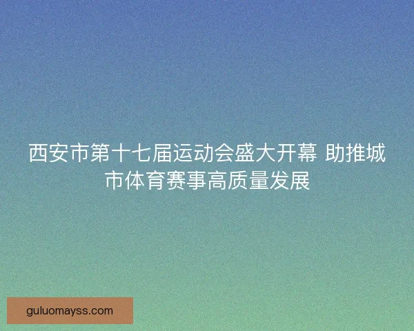 西安市第十七届运动会盛大开幕 助推城市体育赛事高质量发展