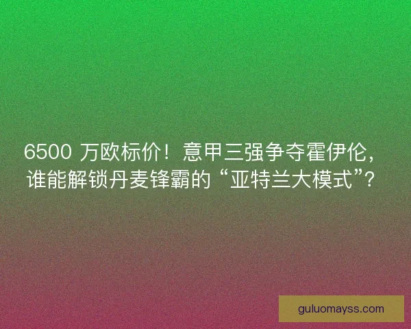 6500 万欧标价！意甲三强争夺霍伊伦，谁能解锁丹麦锋霸的 “亚特兰大模式”？